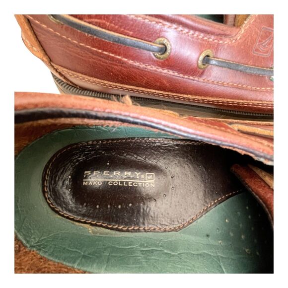 Sperry Boat Shoe Mens 12M Mako Collection Leather Brown 2 eye top Sider - Picture 6 of 7